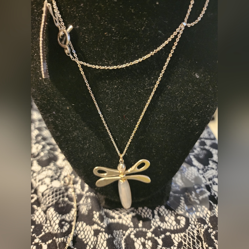 J. Jill Silver Tone Dragonfly 30" Necklace NWT - Picture 1 of 4